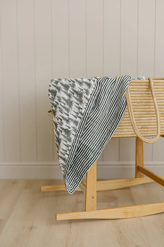 Forest + Green Stripes Muslin Quilt - BIG FRENCHIES