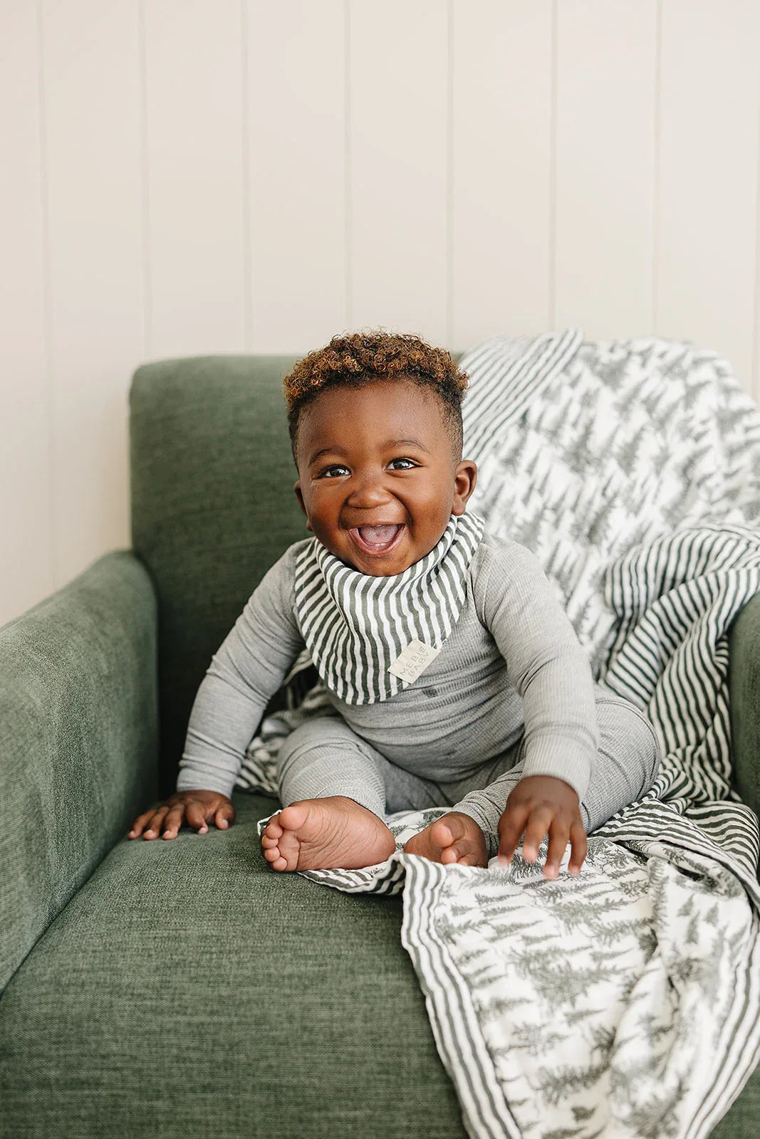 Green Stripes Classic Muslin Bib - BIG FRENCHIES