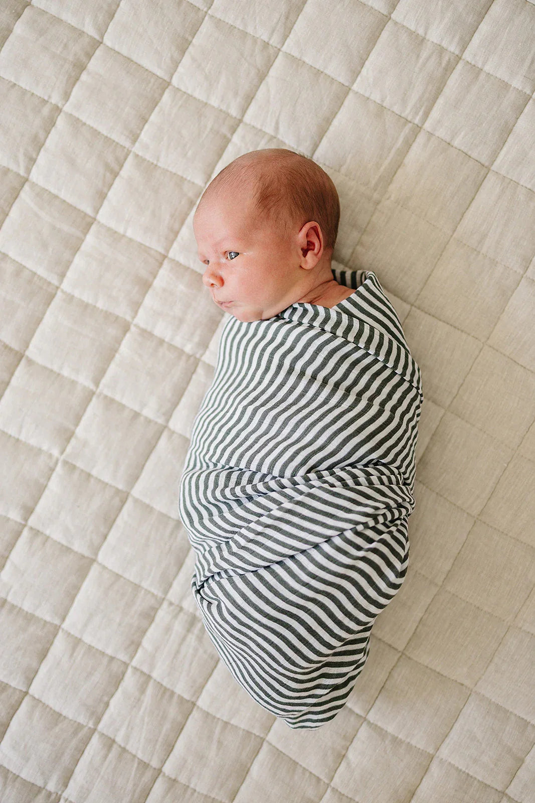 Green Stripes Muslin Swaddle Blanket - BIG FRENCHIES