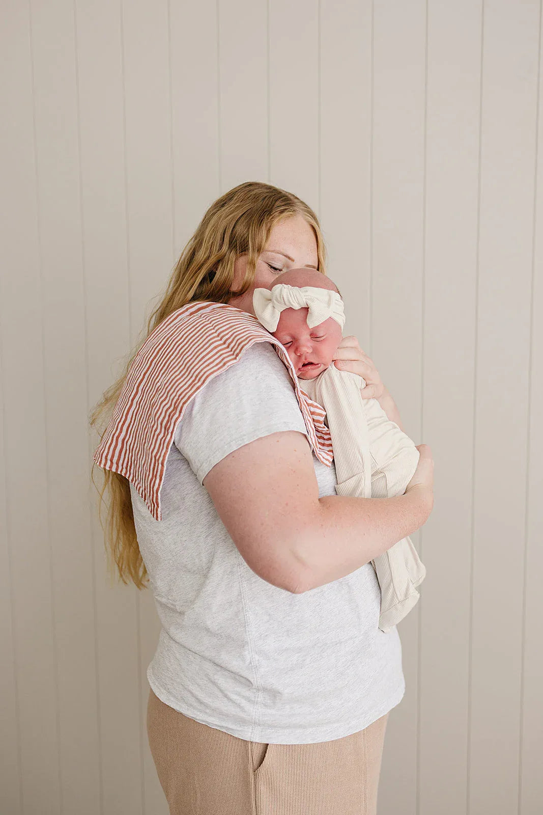 Pink Stripes Muslin Burp Cloth - BIG FRENCHIES