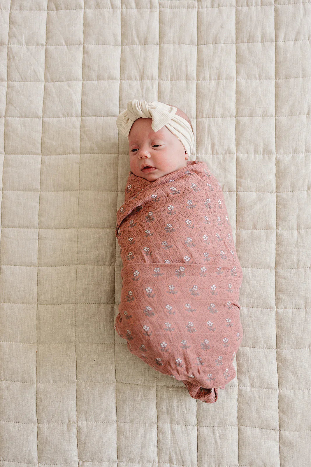 Vintage Pink Floral Muslin Swaddle Blanket - BIG FRENCHIES