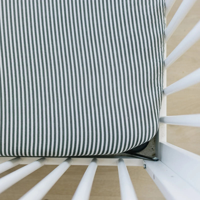 Green Stripes Muslin Crib Sheet - BIG FRENCHIES