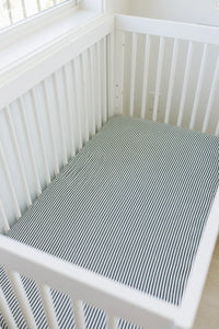 Green Stripes Muslin Crib Sheet - BIG FRENCHIES