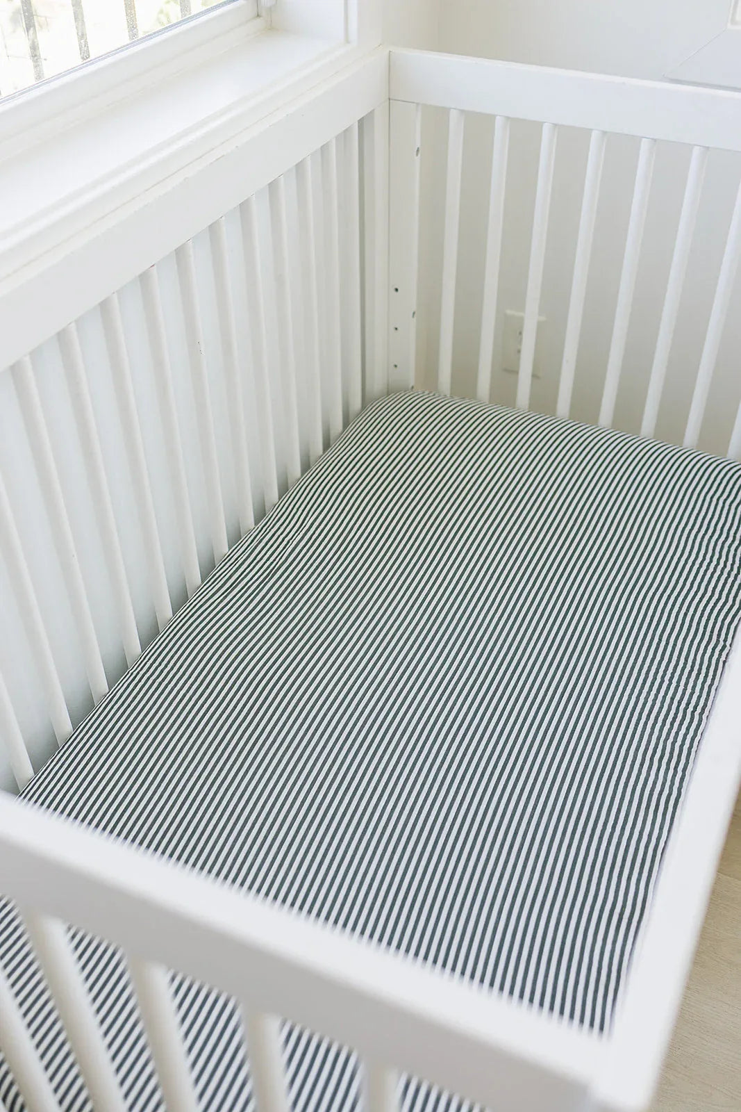 Green Stripes Muslin Crib Sheet - BIG FRENCHIES