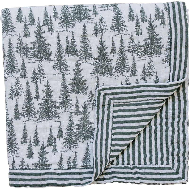 Forest + Green Stripes Muslin Quilt - BIG FRENCHIES