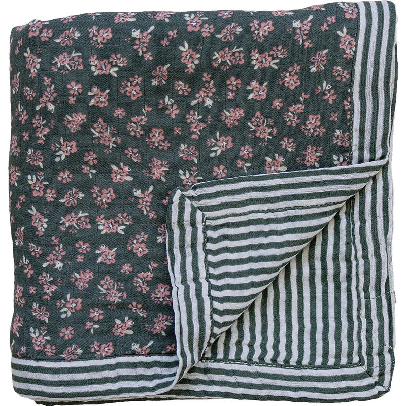 Olive Bloom + Green Stripes Muslin Quilt - BIG FRENCHIES