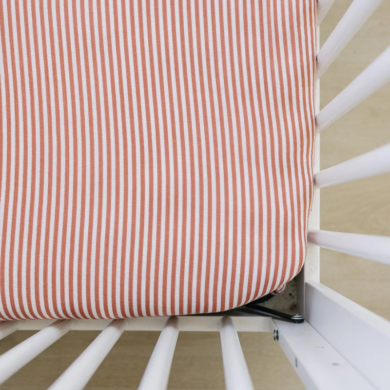 Pink Stripes Muslin Crib Sheet - BIG FRENCHIES