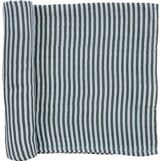 Green Stripes Muslin Swaddle Blanket - BIG FRENCHIES