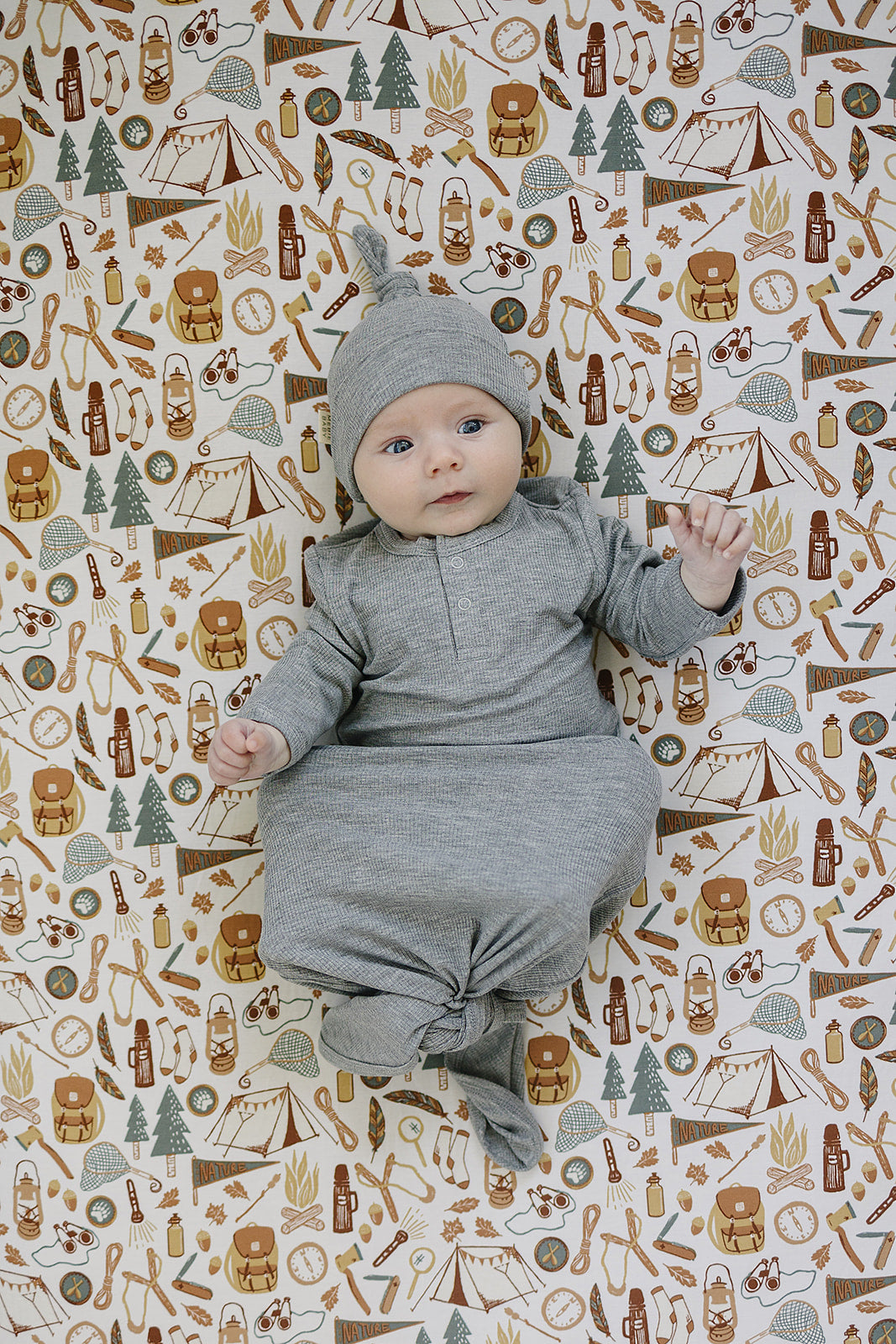Heather Grey Ribbed Bamboo Newborn Knot Hat - BIG FRENCHIES