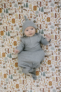 Heather Grey Ribbed Bamboo Newborn Knot Hat - BIG FRENCHIES