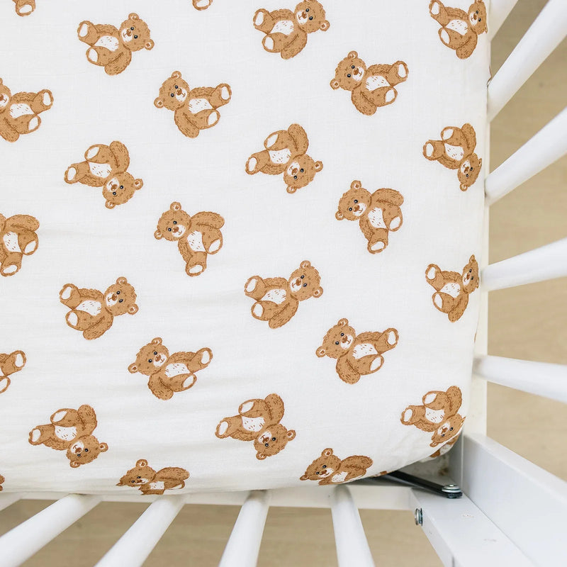 Teddy Bear Muslin Crib Sheet - BIG FRENCHIES