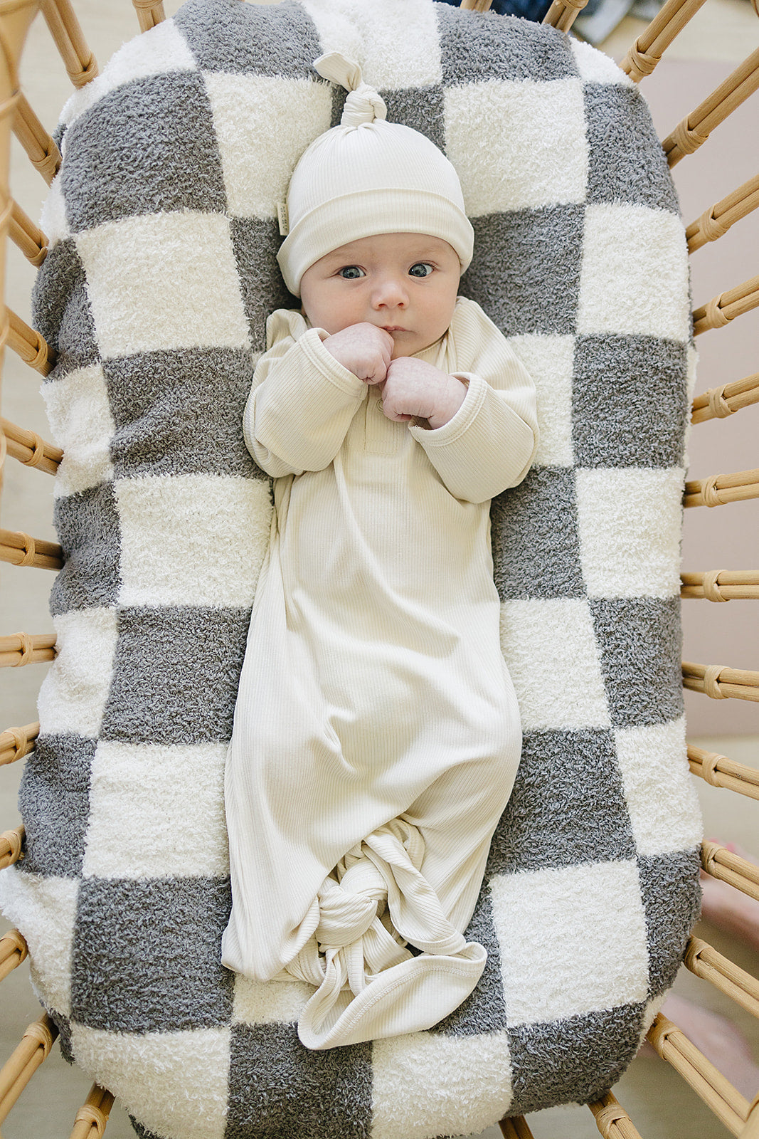 Cream Ribbed Bamboo Newborn Knot Hat - BIG FRENCHIES