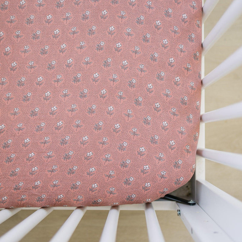 Vintage Pink Floral Muslin Crib Sheet - BIG FRENCHIES