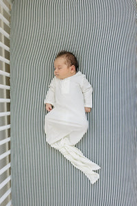 Green Stripes Muslin Crib Sheet - BIG FRENCHIES