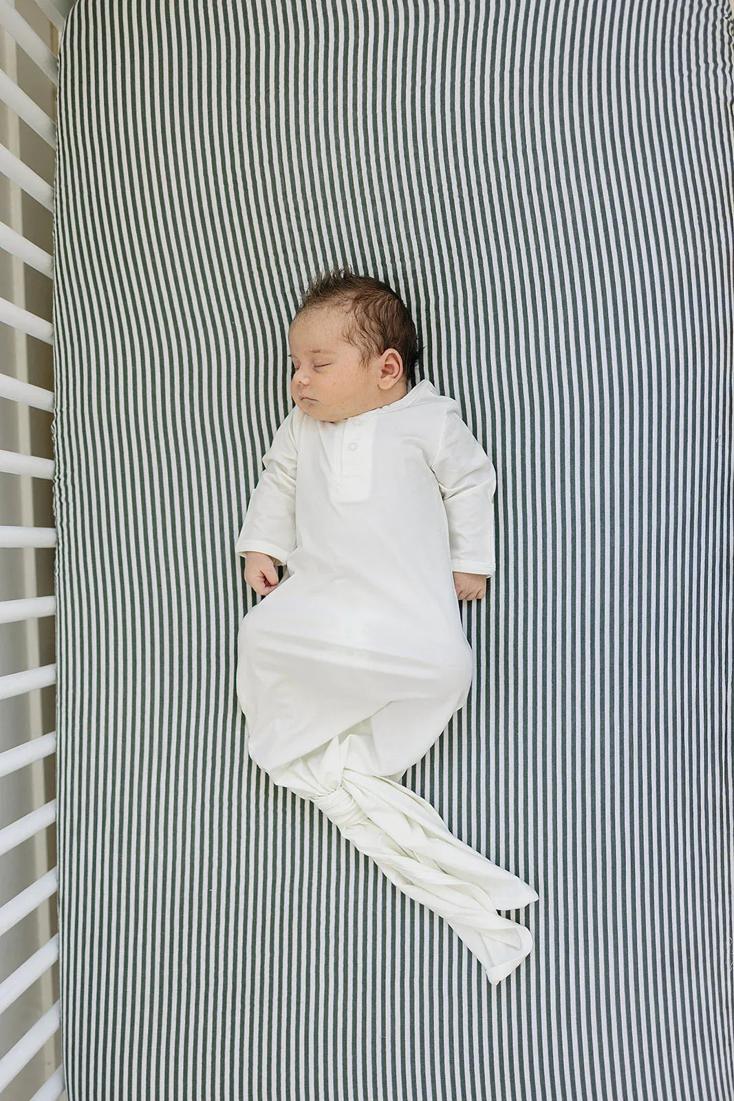 Green Stripes Muslin Crib Sheet - BIG FRENCHIES