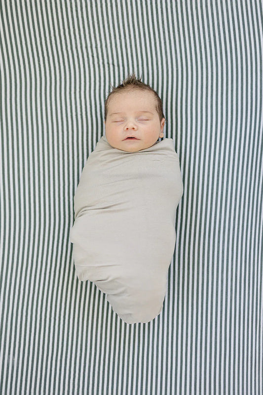 Green Stripes Muslin Crib Sheet - BIG FRENCHIES
