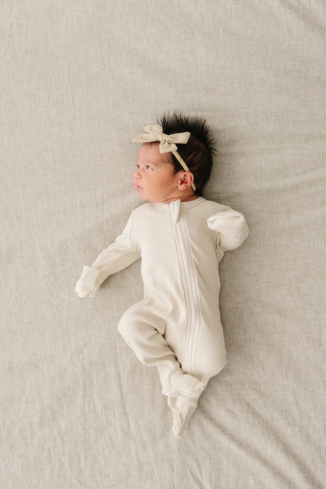 Vanilla Organic Cotton Ribbed Zipper - BIG FRENCHIES