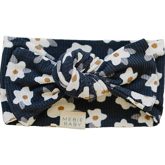 Navy Daisy Ribbed Bamboo Head Wrap - BIG FRENCHIES