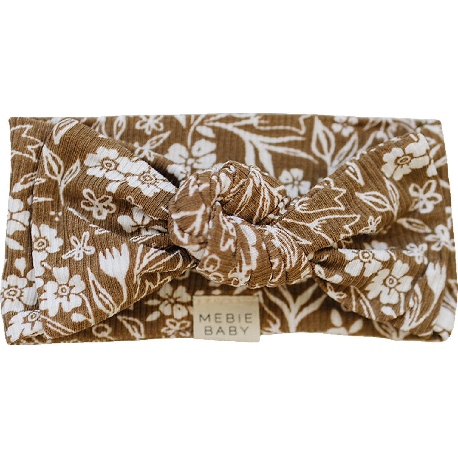 Brown Floral Ribbed Bamboo Head Wrap - BIG FRENCHIES