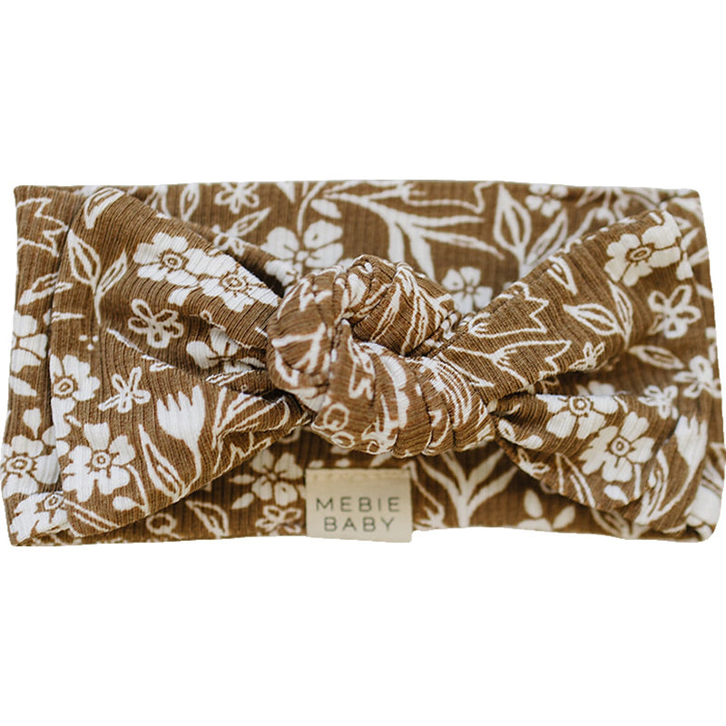 Brown Floral Ribbed Bamboo Head Wrap - BIG FRENCHIES
