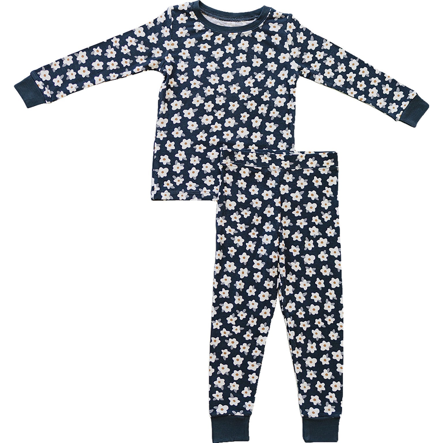 Navy Daisy Ribbed Bamboo Cozy Set