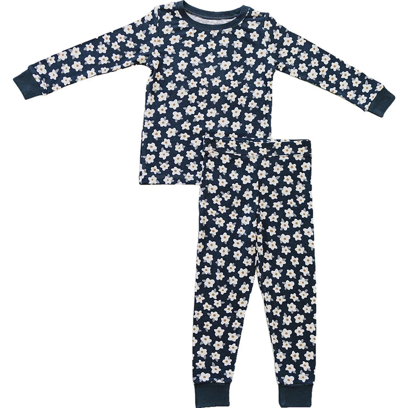 Navy Daisy Ribbed Bamboo Cozy Set - BIG FRENCHIES
