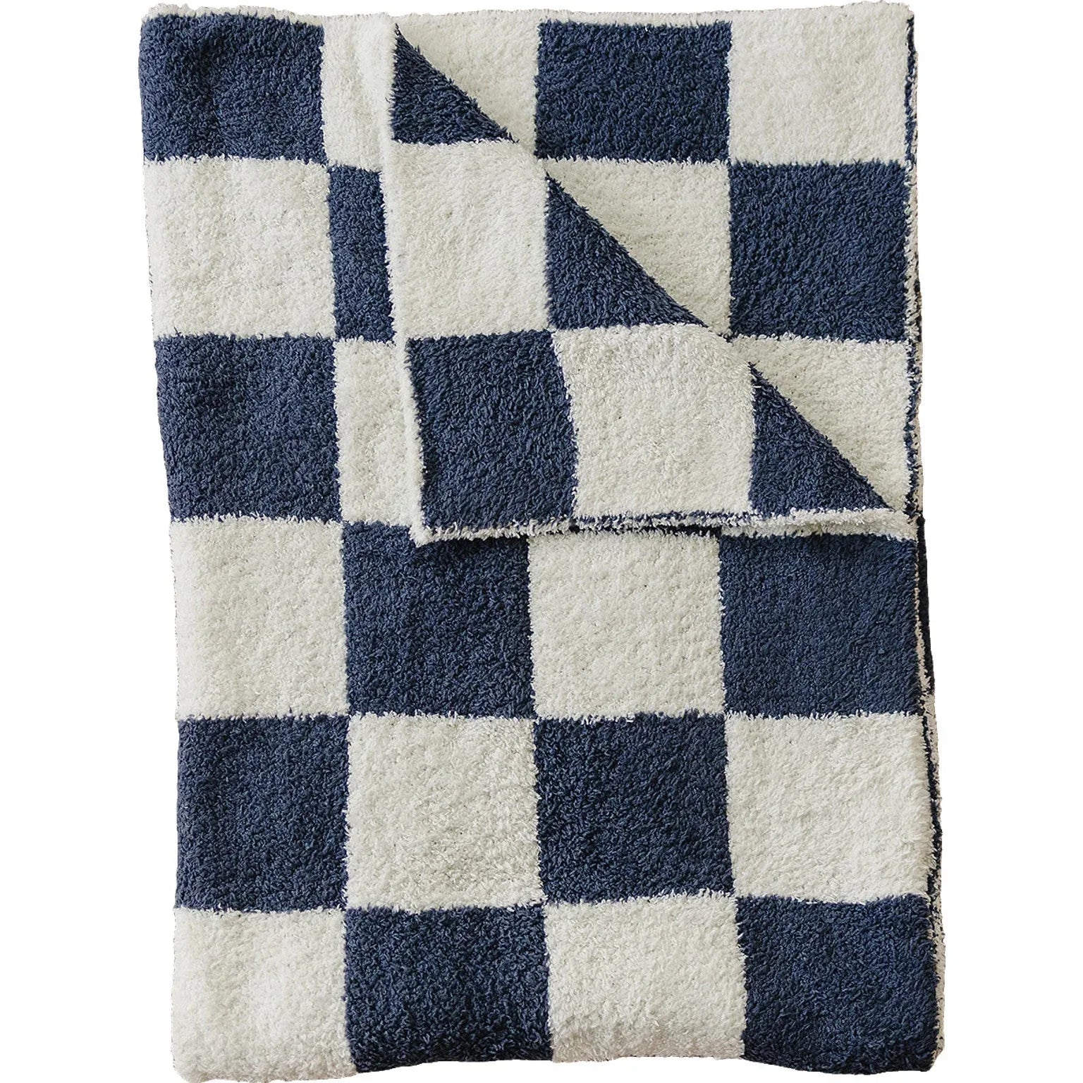 Navy Checkered Plush Blanket - BIG FRENCHIES