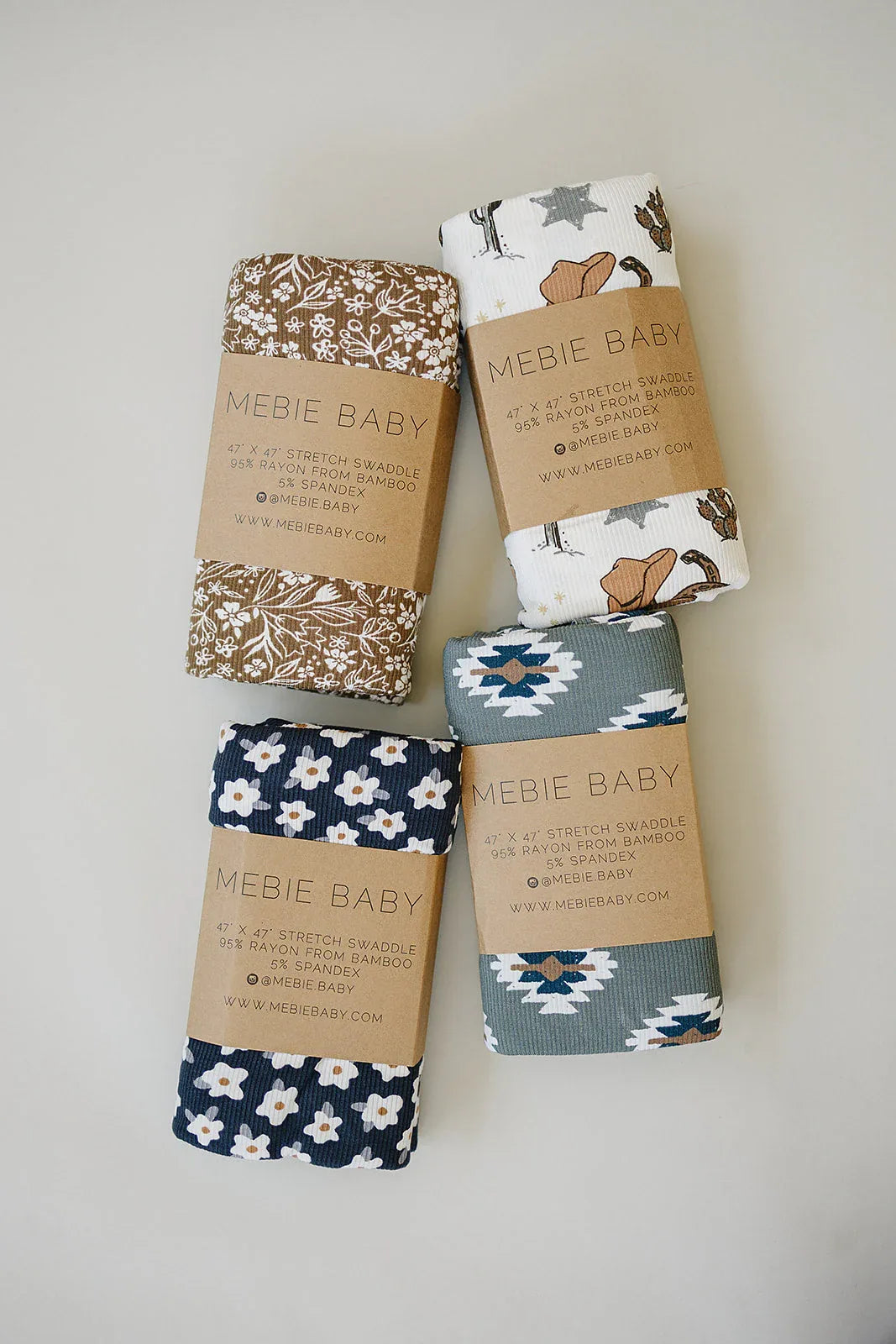 Brown Floral Ribbed Bamboo Stretch Swaddle - BIG FRENCHIES