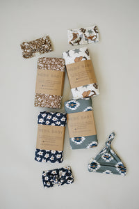 Brown Floral Ribbed Bamboo Head Wrap - BIG FRENCHIES