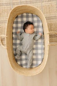 Heather Grey Ribbed Bamboo Zipper