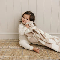Taupe Checkered Plush Blanket - BIG FRENCHIES