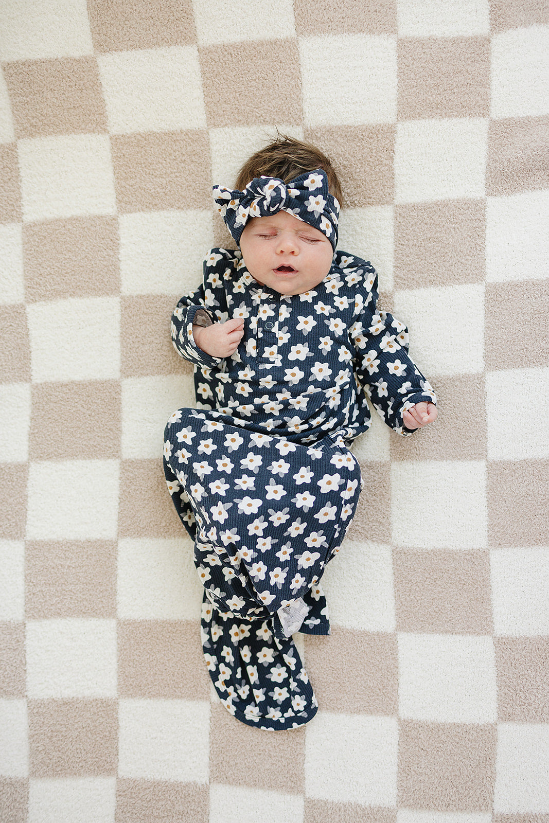 Navy Daisy Ribbed Bamboo Head Wrap - BIG FRENCHIES