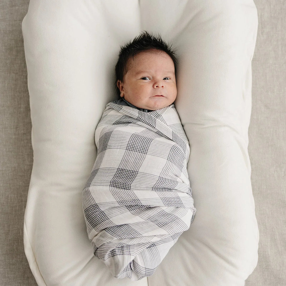 Coastal Plaid Muslin Swaddle Blanket - BIG FRENCHIES