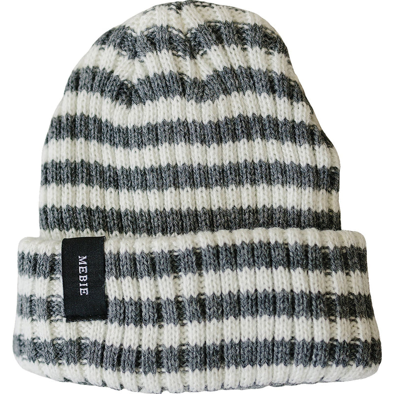 Grey & White Stripe Chunky Knit Beanie - BIG FRENCHIES