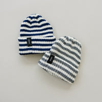 Navy & White Stripe Chunky Knit Beanie - BIG FRENCHIES