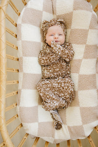 Brown Floral Ribbed Bamboo Head Wrap - BIG FRENCHIES