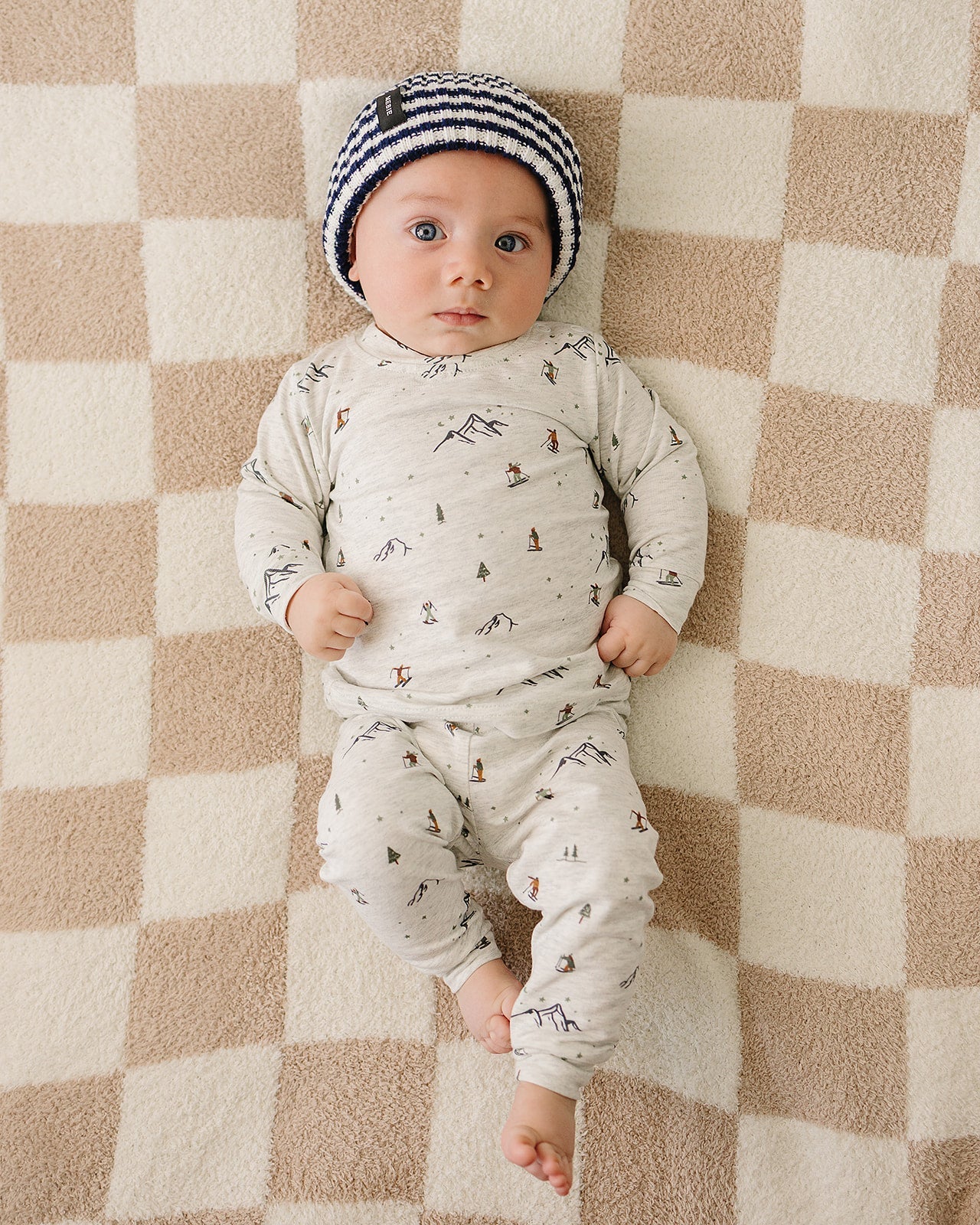 Navy & White Stripe Chunky Knit Beanie - BIG FRENCHIES
