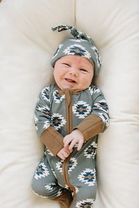 Southwest Aztec Ribbed Bamboo Newborn Knot Hat - BIG FRENCHIES