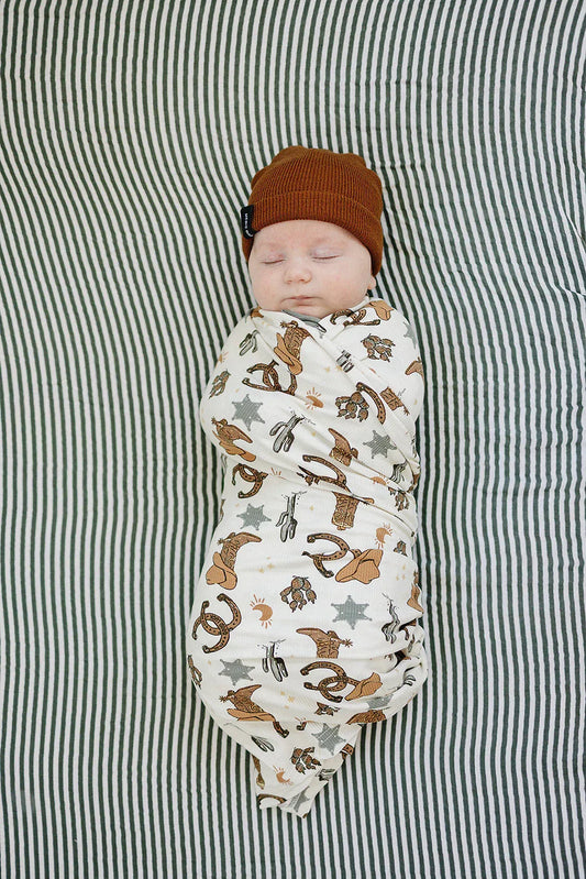 Outlaw Cowboy Ribbed Bamboo Stretch Swaddle - BIG FRENCHIES