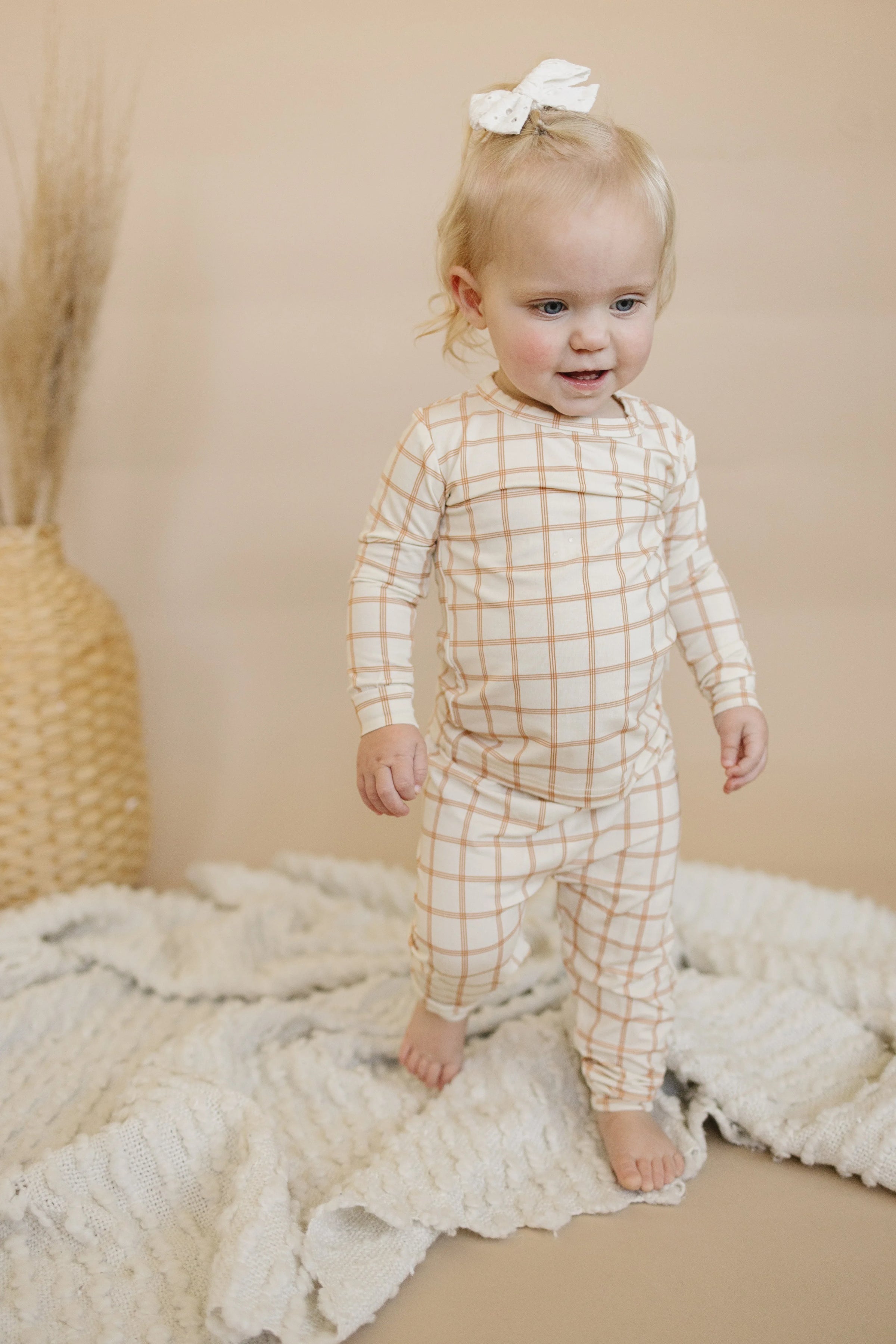 Burnt Orange Plaid 2pc Bamboo Pajamas - BIG FRENCHIES