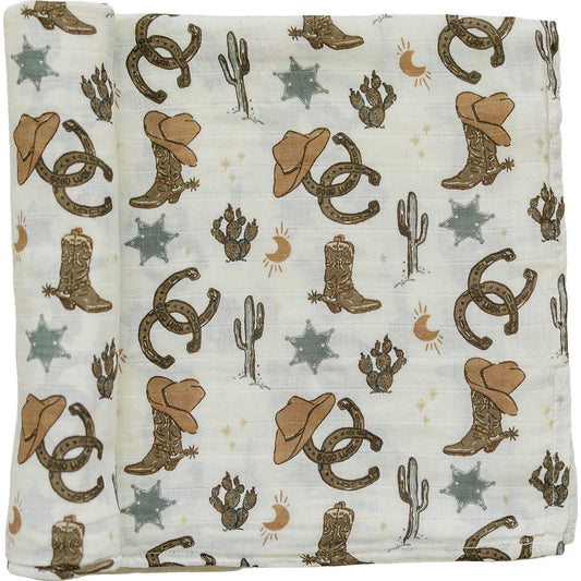 Outlaw Cowboy Muslin Swaddle Blanket - BIG FRENCHIES