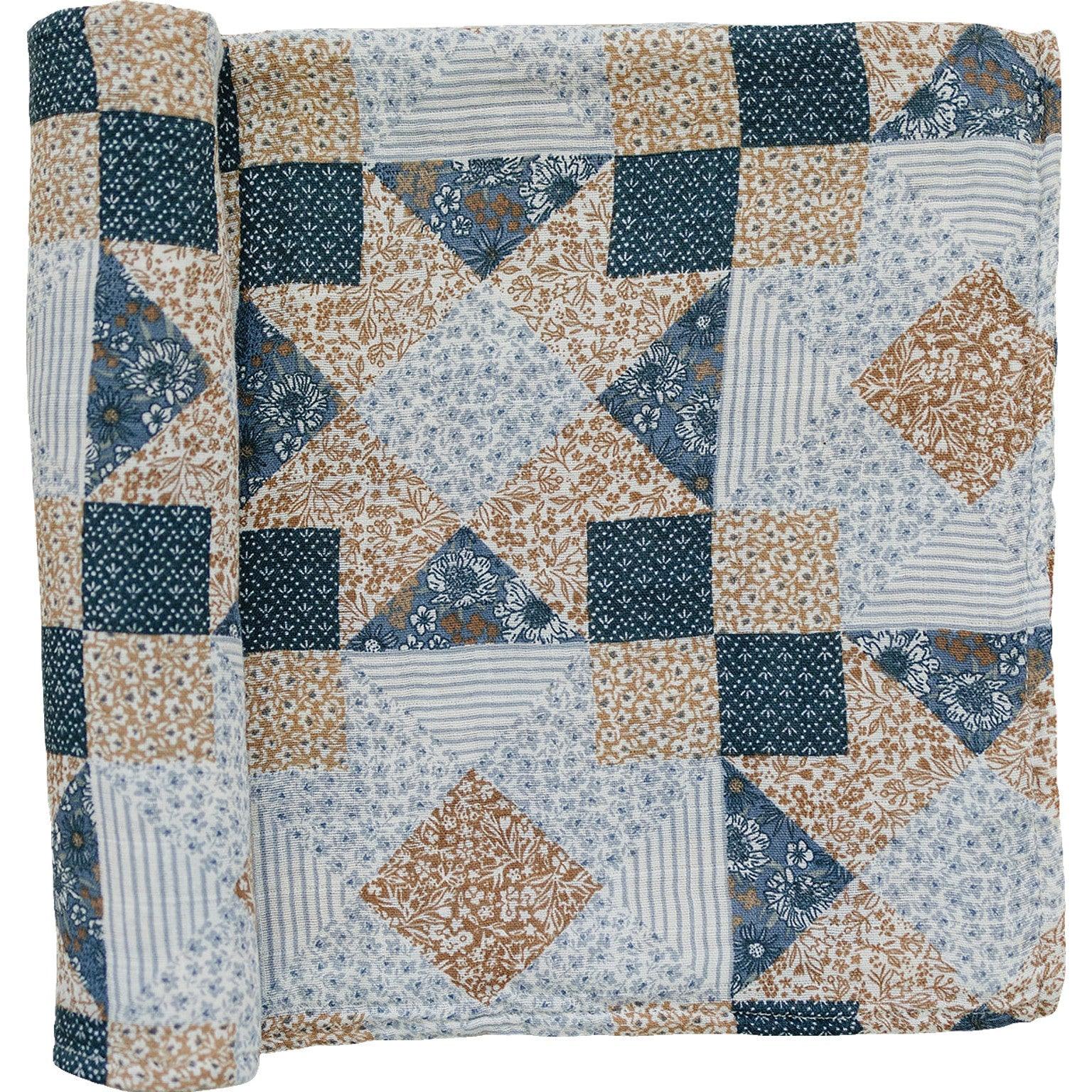 Patchwork Print Muslin Swaddle Blanket - BIG FRENCHIES