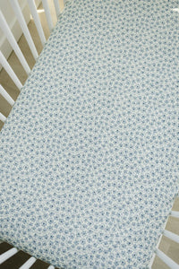 Blue Blossom Muslin Crib Sheet - BIG FRENCHIES