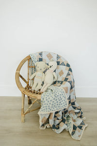 Patchwork Print + Blue Blossom Lace Muslin Quilt - BIG FRENCHIES