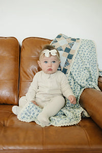 Patchwork Print + Blue Blossom Lace Muslin Quilt - BIG FRENCHIES
