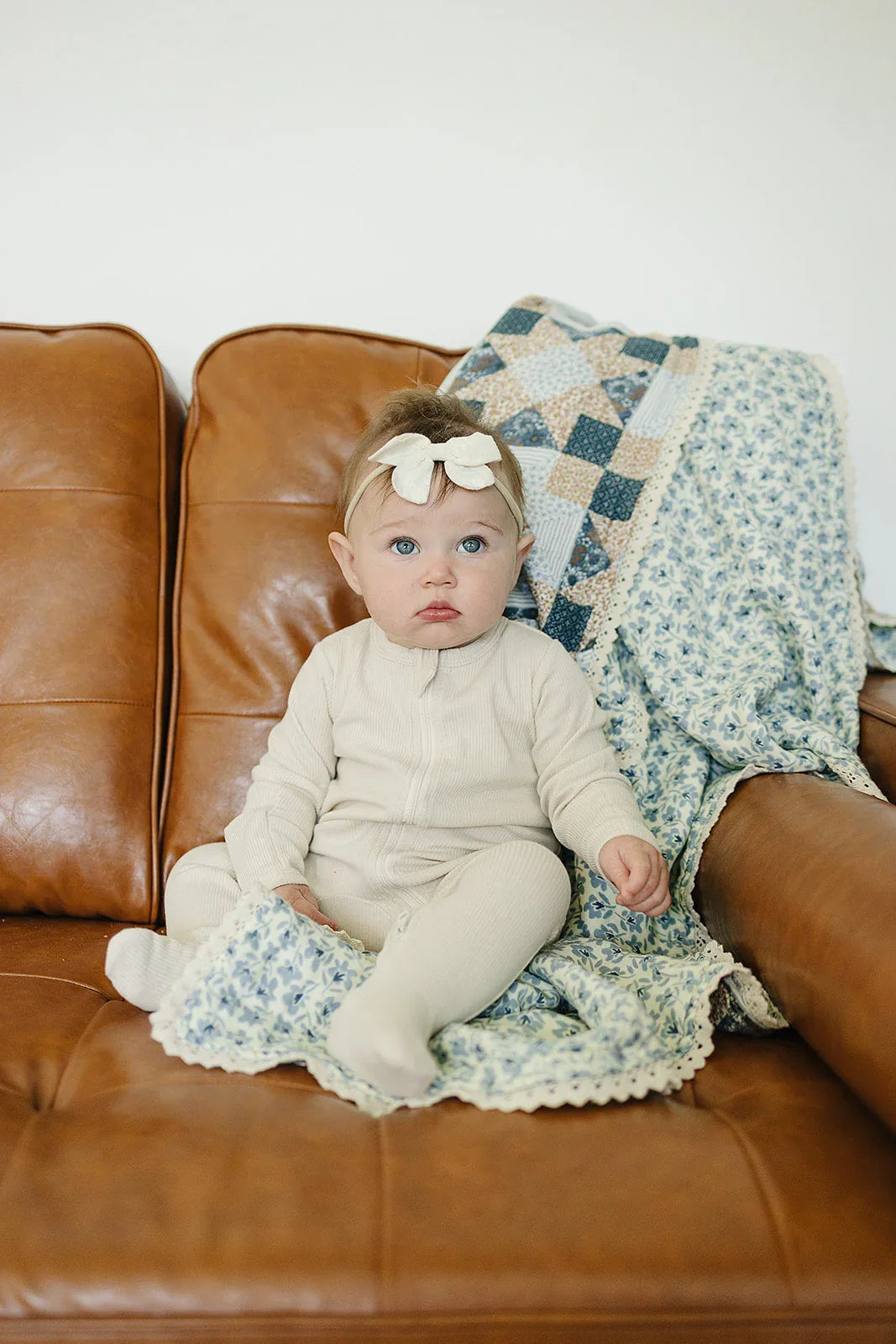 Patchwork Print + Blue Blossom Lace Muslin Quilt - BIG FRENCHIES