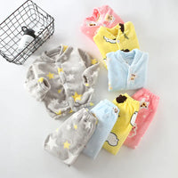 Kids' Fleece Pajama Set with Cartoon Print - # BAAA81810019