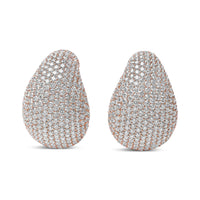 18K Rose Gold 13 1/5 Cttw Micro-Pave Diamond Sculptural Design Statement Omega Back Earrings (G-H Color, SI1-SI2 Clarity)