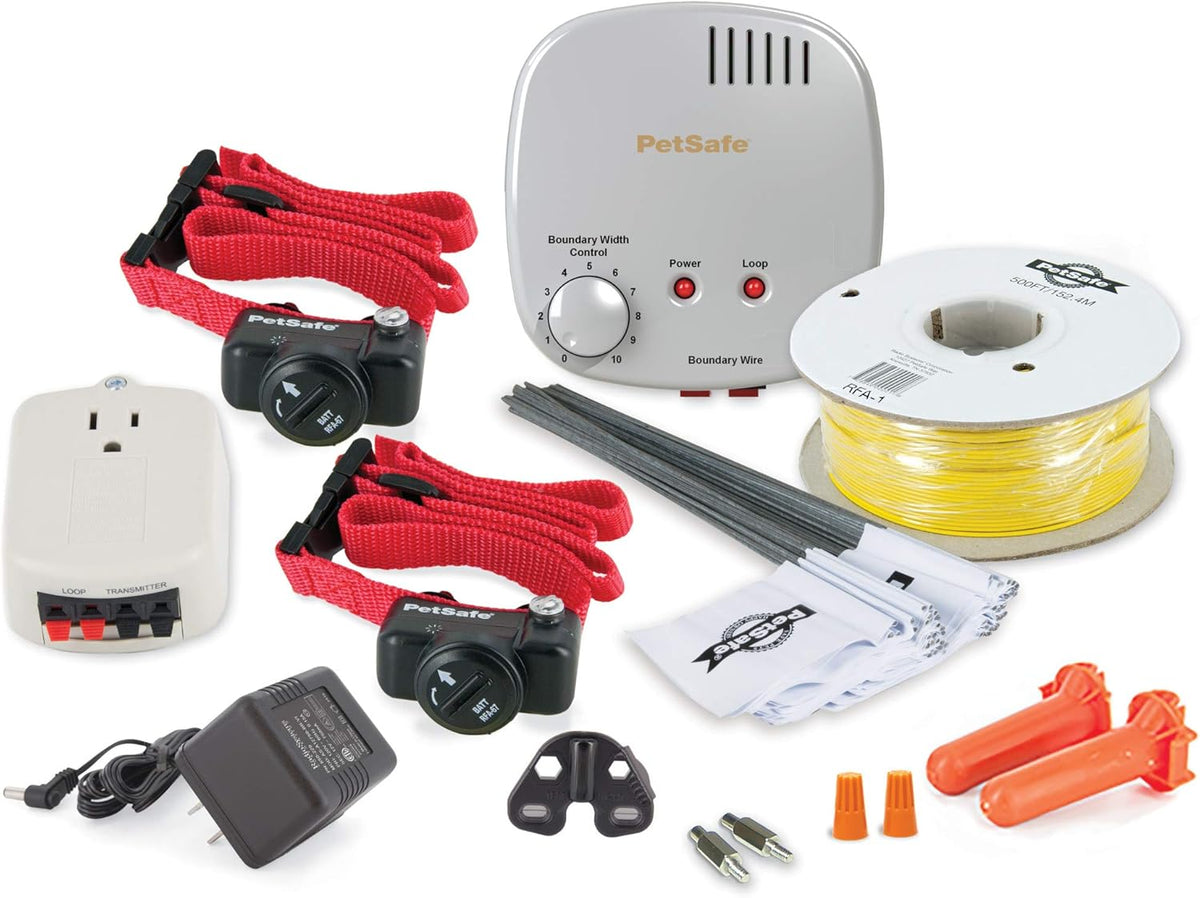PetSafe Basic In-Ground Pet Fence ZIG00-16969 with 2 Waterproof UltraLight Collars and 500 ft of Wire