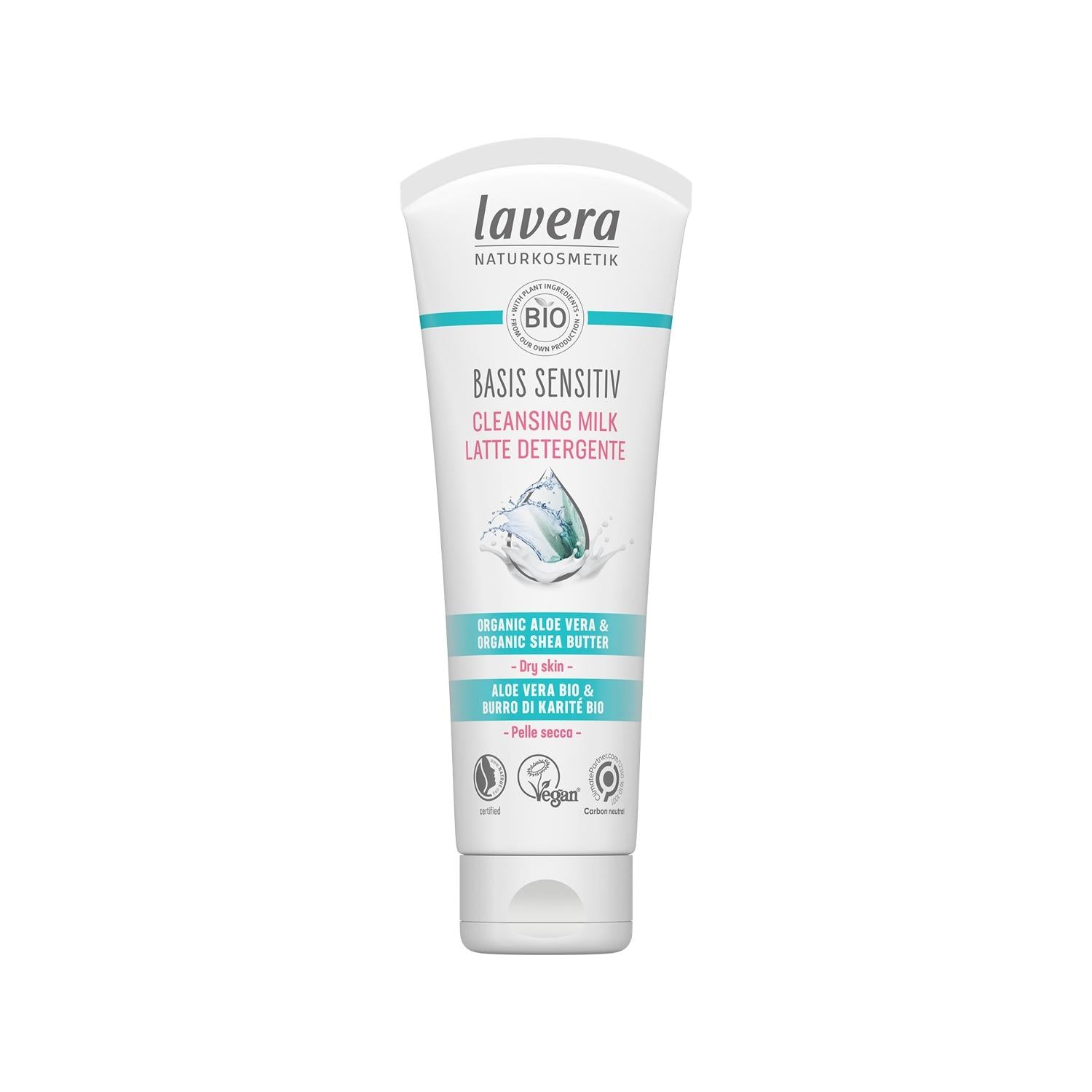 Lavera Basis Sensitiv: Gentle Facial Cleansing Milk - Natural & Organic Makeup Remover for Sensitive Skin, 4.23 fl oz
